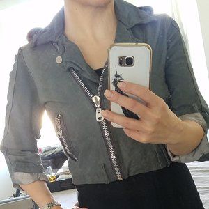 BEAUTIFUL Doma grey cropped Leather jacket! - XS